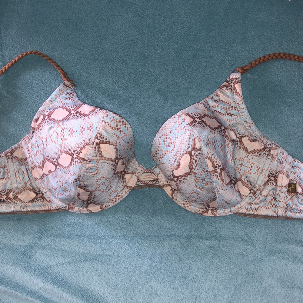 Vintage Snakeskin Python Bra Blue Tan - image 2